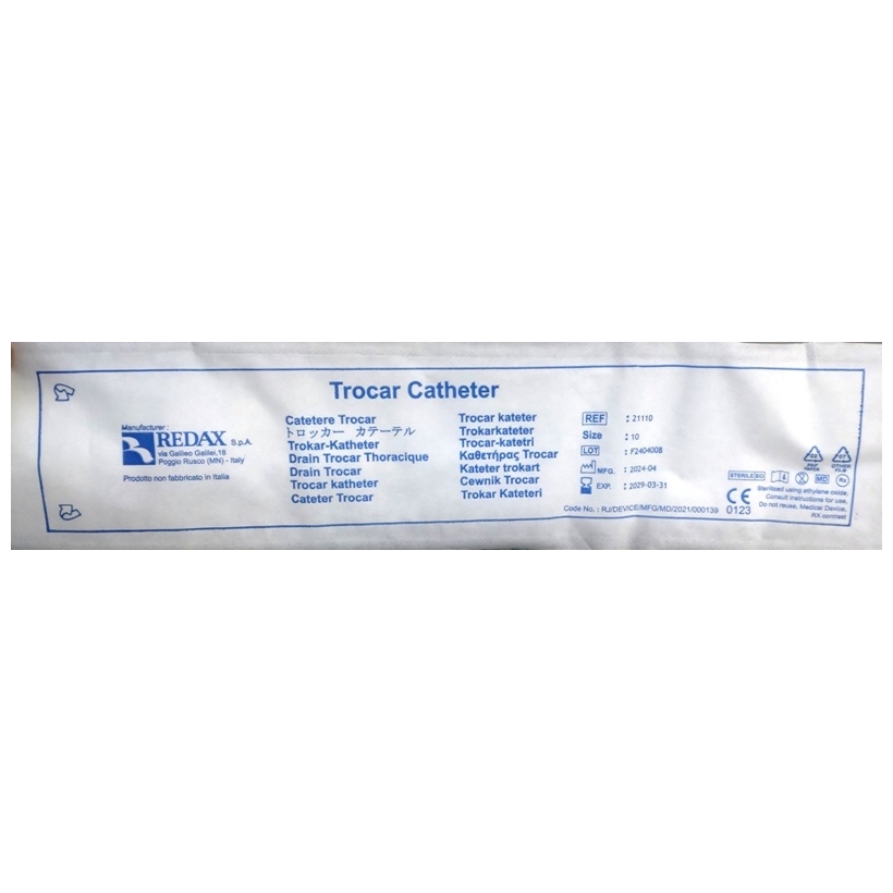 Торакальный катетер ПВХ CH10 с тупым закрытым троакаром 21110