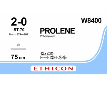 PROLENE 75cm, 2/0, 70mm, x2 /W8400/ № 12