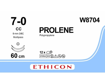PROLENE 60cm, 7/0, 9mm /W8704/ № 12