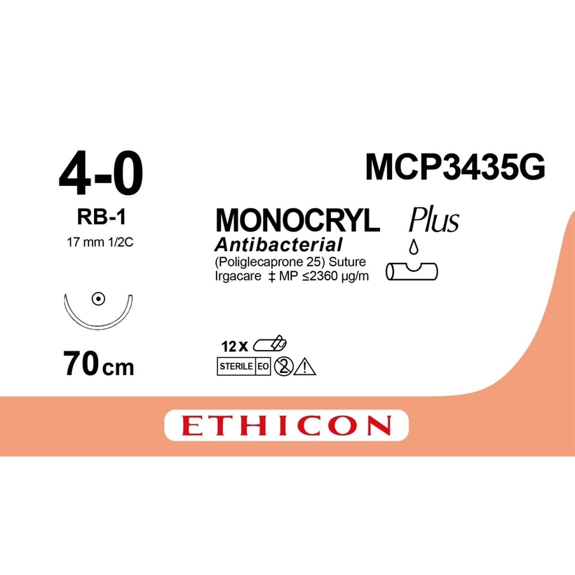MONOCRYL PLUS 70 cm M1.5 (4/0) /MCP3435G/ № 12