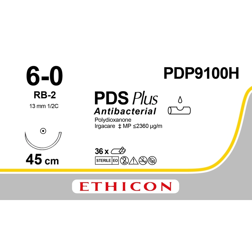 PDS PLUS 45 cm M0.7 (6/0) PDP9100H № 36 с триклозаном