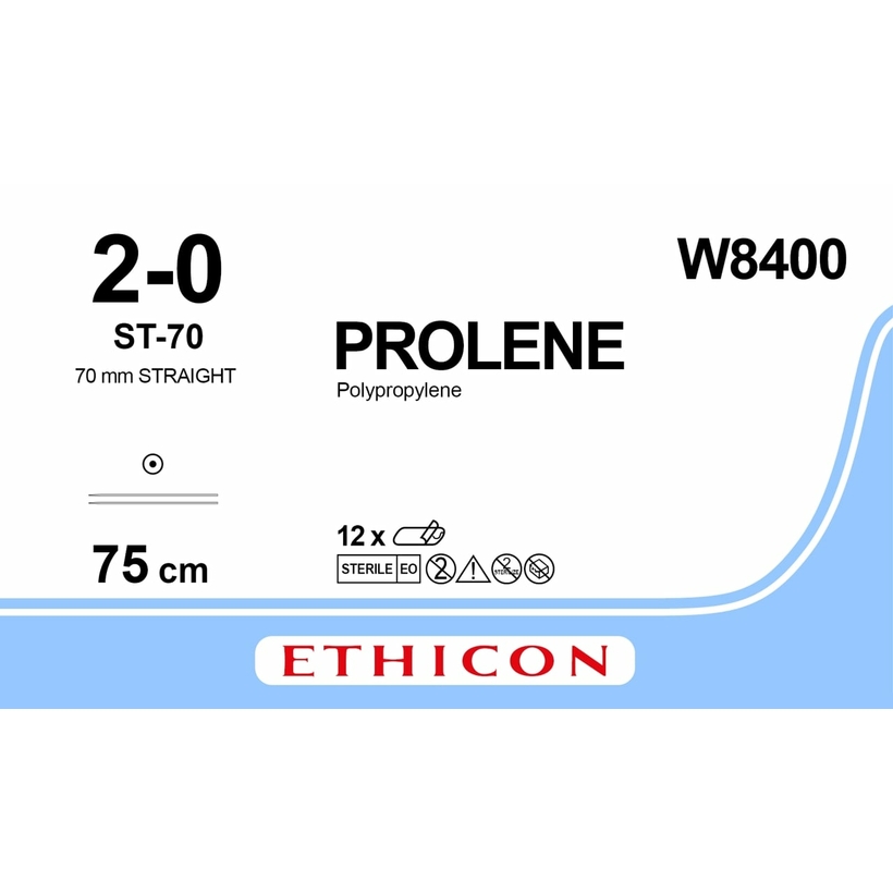 PROLENE 75cm, 2/0, 70mm, x2 /W8400/ № 12